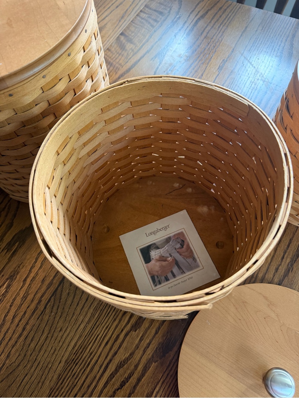 Longaberger Natural Woven Canister Set with Wooden Lids - Picture 3 of 4